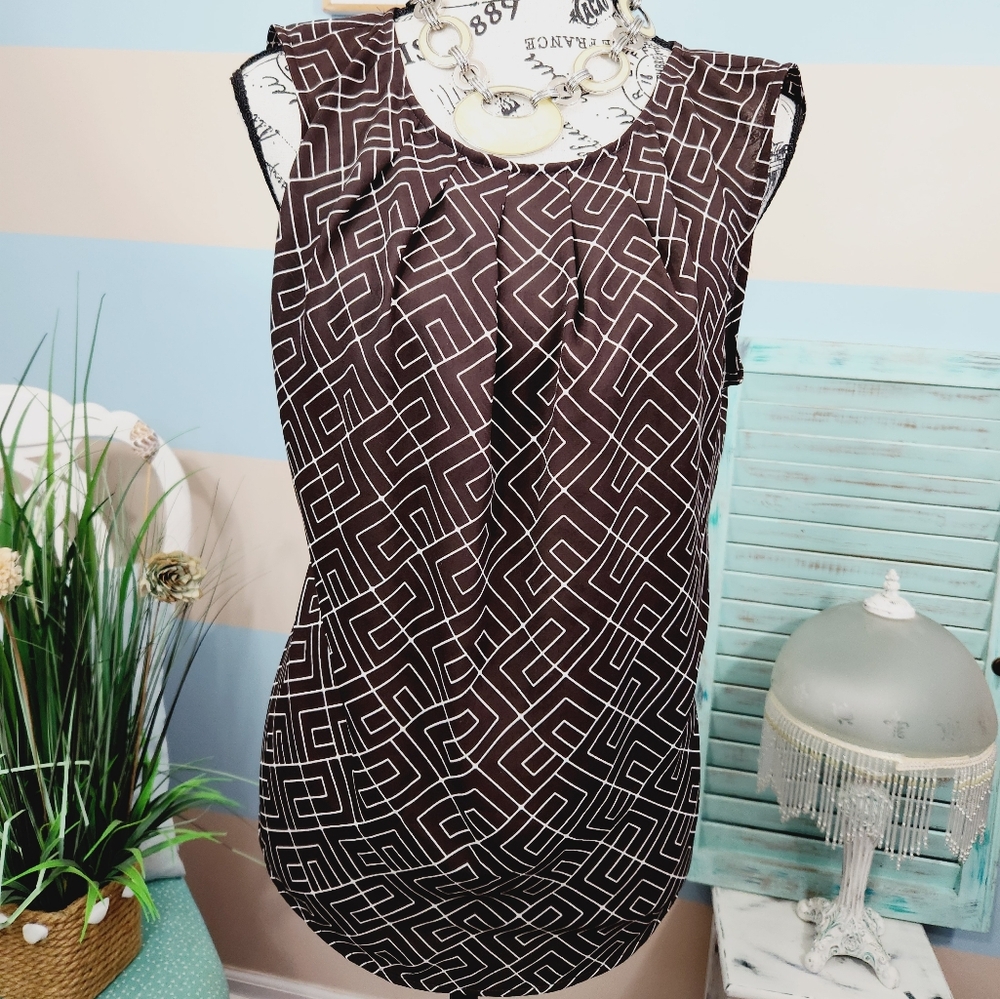 NWT Worthington Brown Maze Sleeveless Blouse